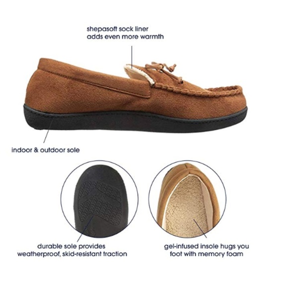 isotoner signature men's memory foam microsuede nigel moccasin slippers